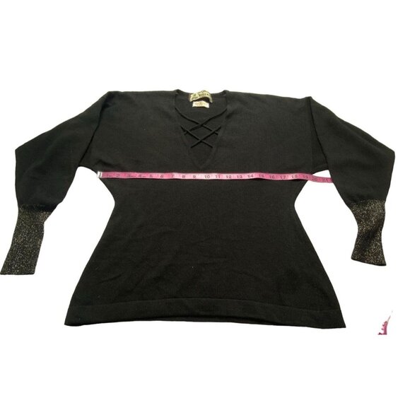 Vtg SCOTCH HOUSE Women Pullover Cashmere Sweater Long Sleeve Sz M Black 79-20 - Picture 6 of 16
